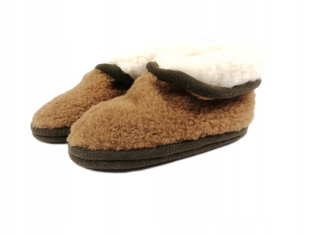 Bambosze CIAPY wełniane MERYNOS R 36 Kapcie CAMEL
