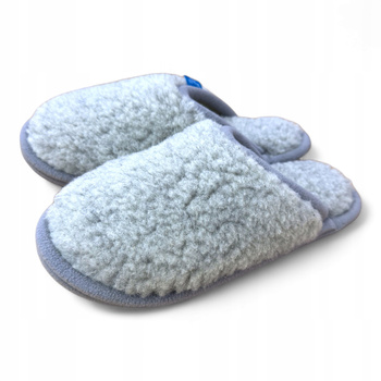 Laczki CIAPY wełniane MERYNOS ROZM 43 Kapcie SIWE