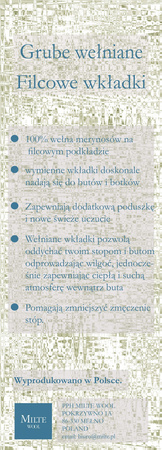 WEŁNIANE WKŁADKI DO BUTÓW ROZMIAR 40 MERYNOS 100%