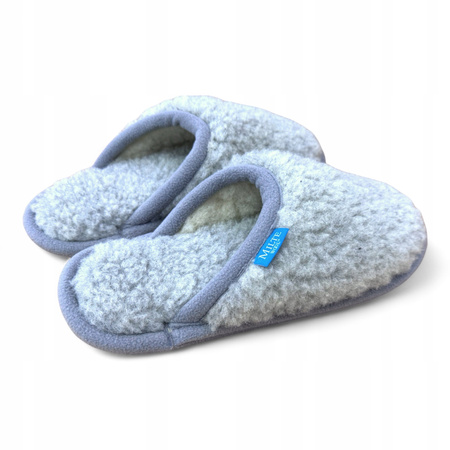 Laczki CIAPY wełniane MERYNOS ROZM 47 Kapcie SIWE