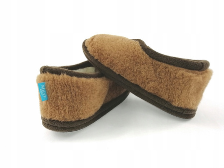Pantofle CIAPY wełniane MERYNOS R 46 Kapcie CAMEL