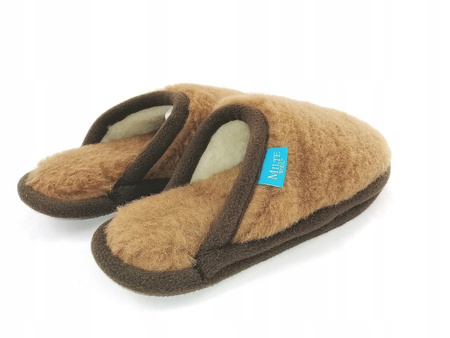 Laczki wełniane bambosze ROZM 42 Kapcie CAMEL