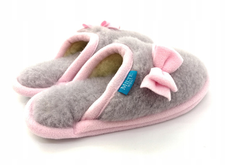 SUPER Laczki wełniane MERYNO R 38 Kapcie różowe