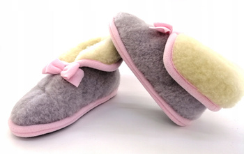 Super Botki wełniane MERYNOS R 37 Kapcie różowe