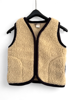 KAMIZELKA DZIECIĘCA WEŁNA 100% MERYNOS ROZMIAR - L - BEŻOWA