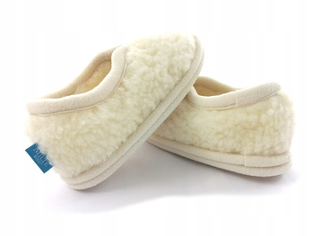 Pantofle ciapy wełniane MERYNOS R 41 Kapcie Ecru
